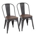 Lumisource Oregon Dining Chair in Vintage Black Metal, Espresso Bamboo, PK 2 DC-OR VBK+E2